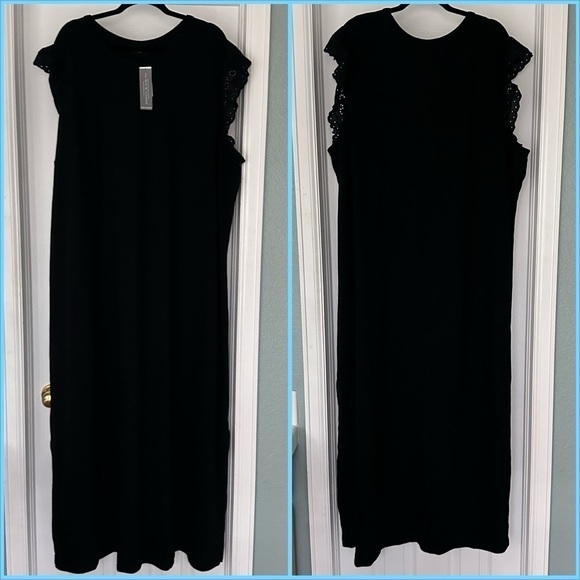 Lane‎ Bryant Crochet Sleeve Maxi Dress Black Size 34/36 NWT - Picture 4 of 12
